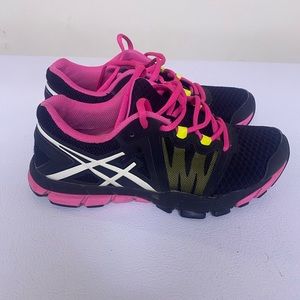 Sold ASICS Womens Gel Craze S383N Lace Up Black Pink Athletic Running Shoes
